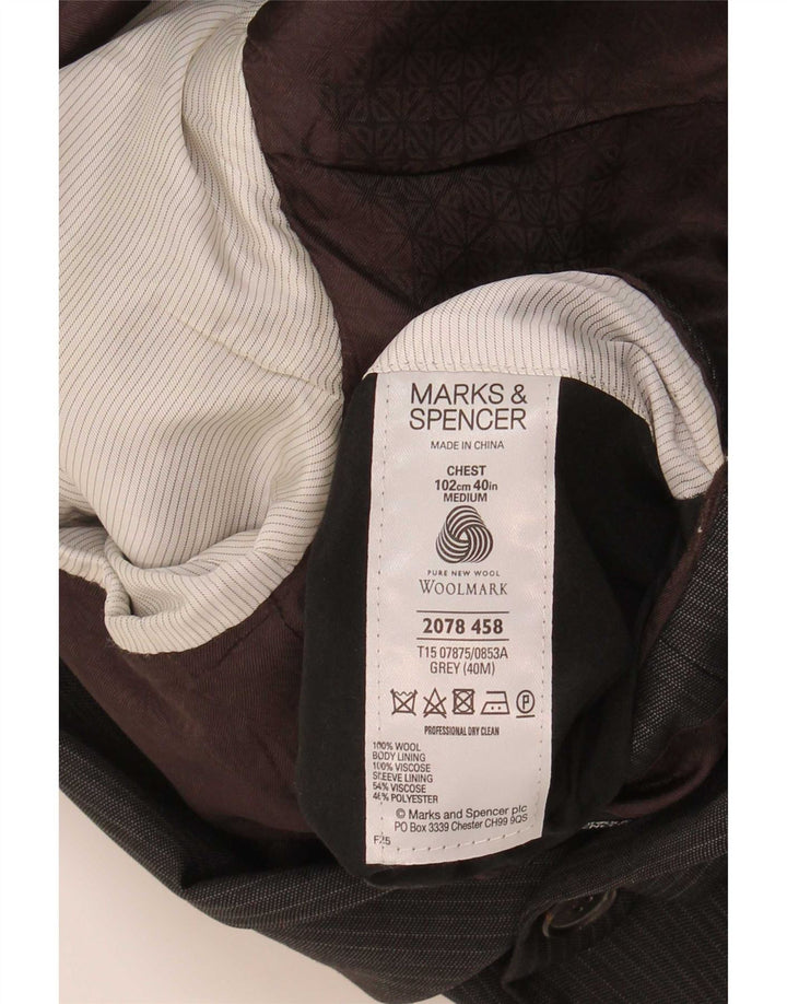 Marks & Spencer Herre 2-knaps blazerjakke UK 40 Medium Grey Pinstripe