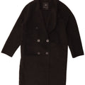 Zara Dame Oversized Dobbeltradet Frakke UK 10 Small Black Wool