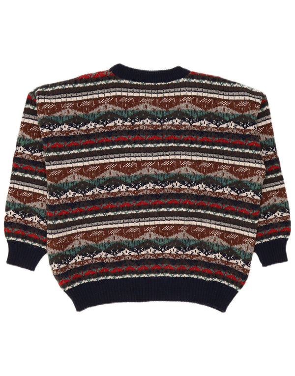 Vintage herre sweater med rund hals XL flerfarvet Fair Isle