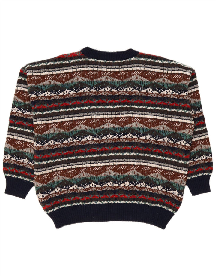 Vintage herre sweater med rund hals XL flerfarvet Fair Isle