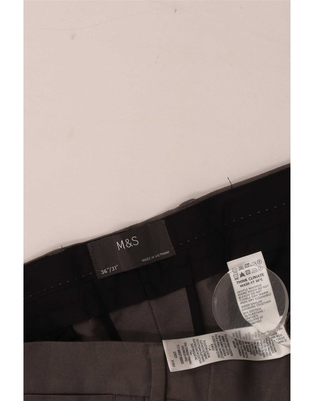 Marks & Spencer Herre Slim Suit Bukser W36 L31 Grå Bomuld