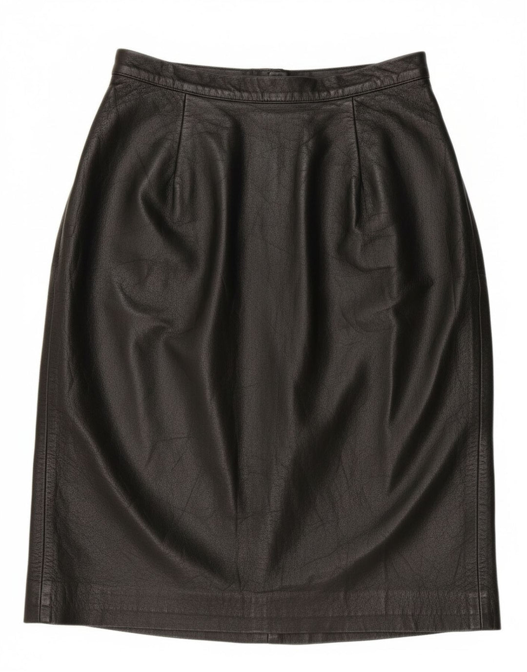 Vintage kvinders højtaljede lædernederdel IT 42 Medium W28 Sort