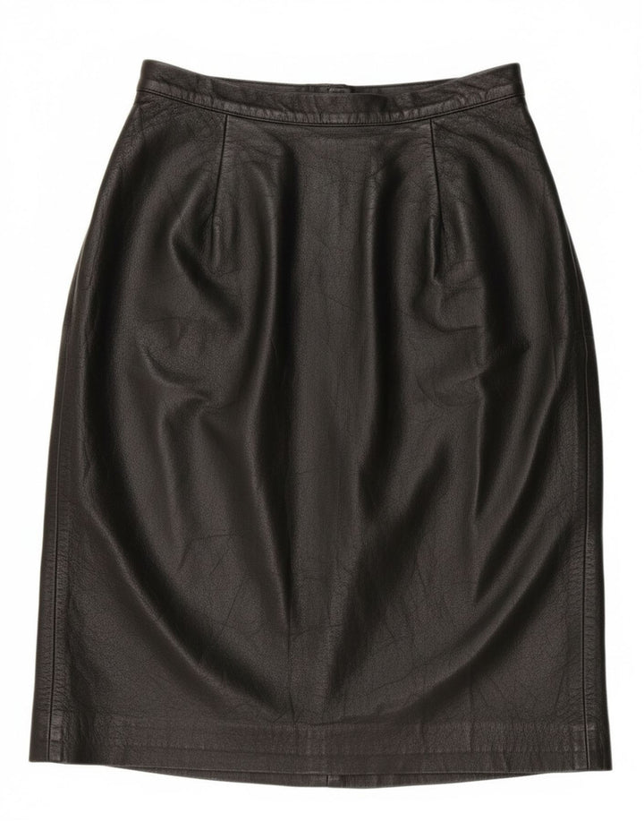 Vintage kvinders højtaljede lædernederdel IT 42 Medium W28 Sort