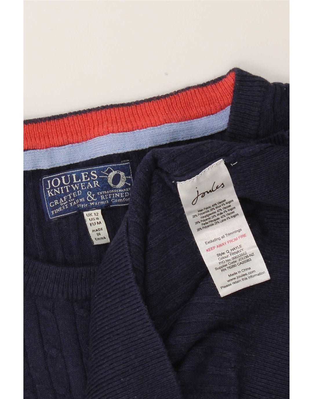 Joules Dame Boat Neck Jumper Sweater UK 12 Medium Navy Blue Polyamid
