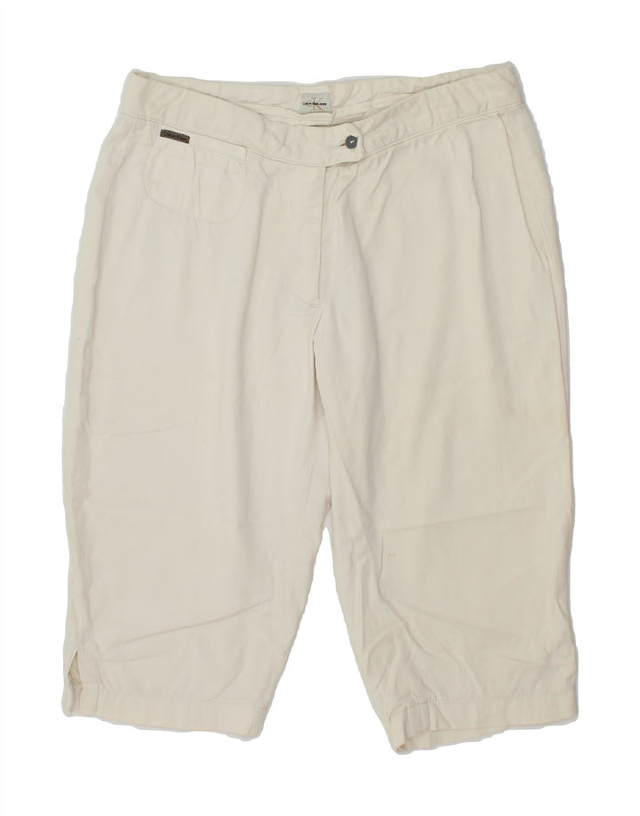 CALVIN KLEIN JEANS Womens Bermuda Shorts W27 Small  White Cotton Vintage Calvin Klein Jeans and Second-Hand Calvin Klein Jeans from Messina Hembry 