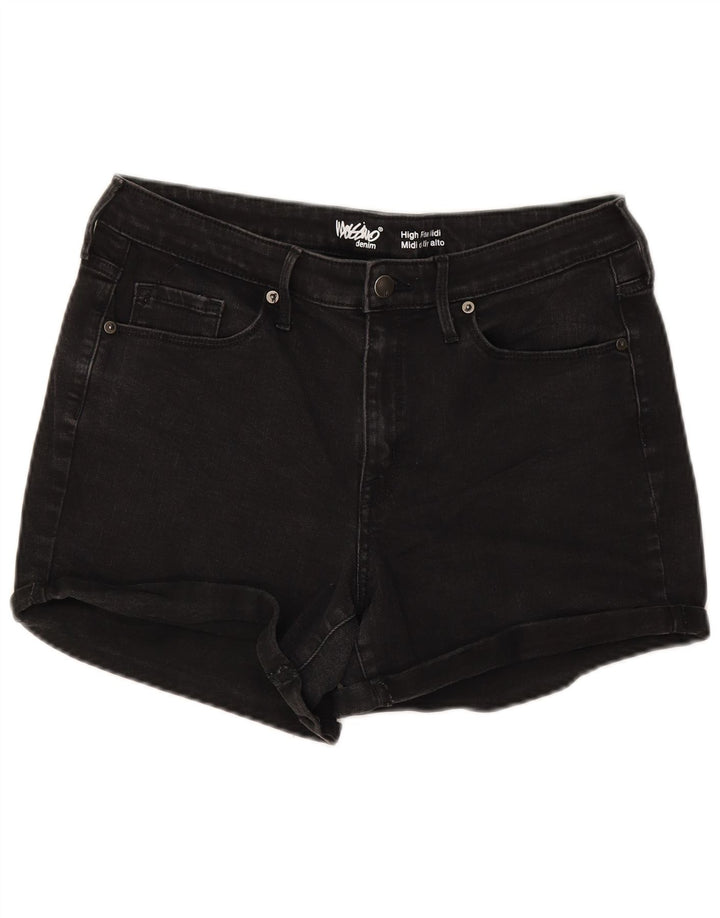 Mossimo Dame højtaljede denimshorts US 14 Large W32 Black Bomuld