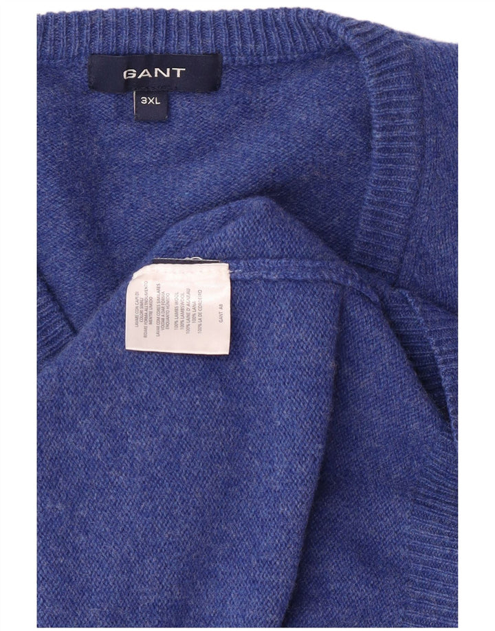 Gant Herre V-hals sweater 3XL Blå lammeuld Classic