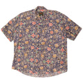 Vintage kortærmet herreskjorte Large Blue Floral