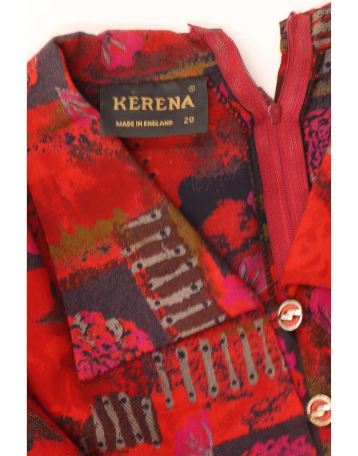 Kerena Dame Langærmet Maxi Kjole UK 20 2XL Rød Patchwork Akryl