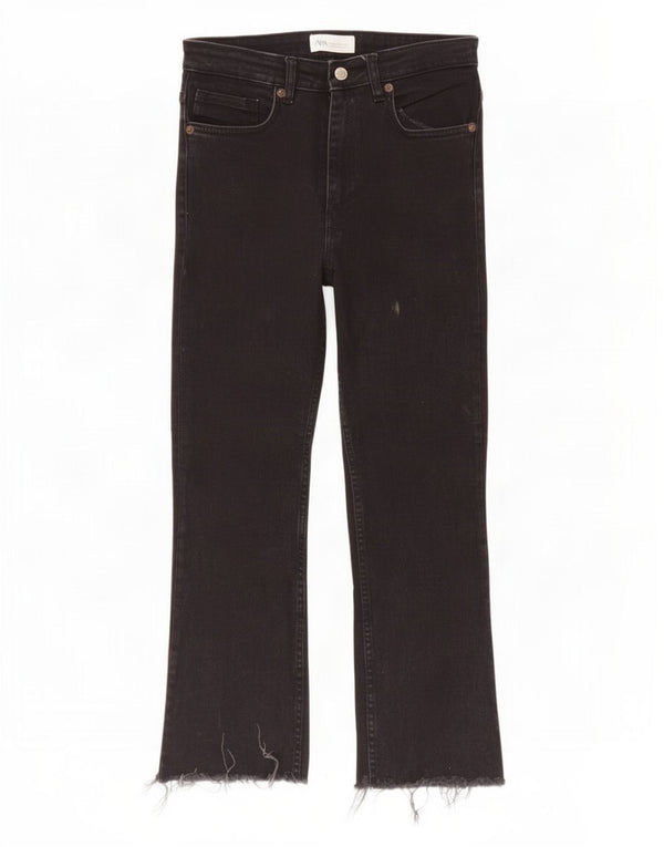 Zara Womens Crop Straight Jeans EU 38 Small W28 L25 Black Bomuld