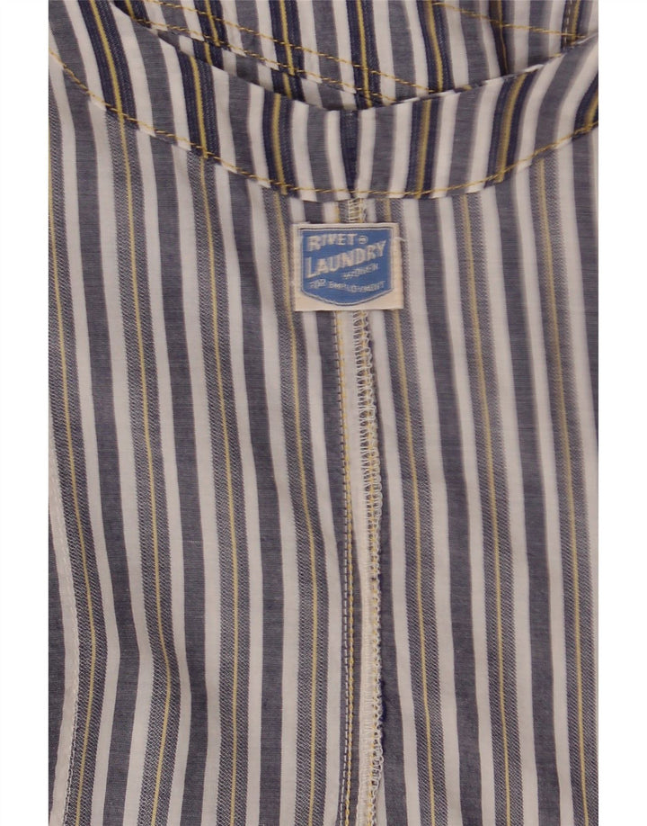 VINTAGE Kvinders Ærmeløs Skede Kjole UK 8 Small Navy Blue Striped