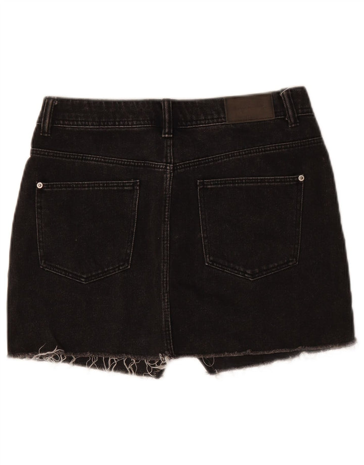 ZARA Womens Denim Skirt Small W27  Black Cotton