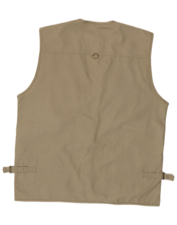 Vintage Herre Utility Gilet UK 42 XL Beige Polyester