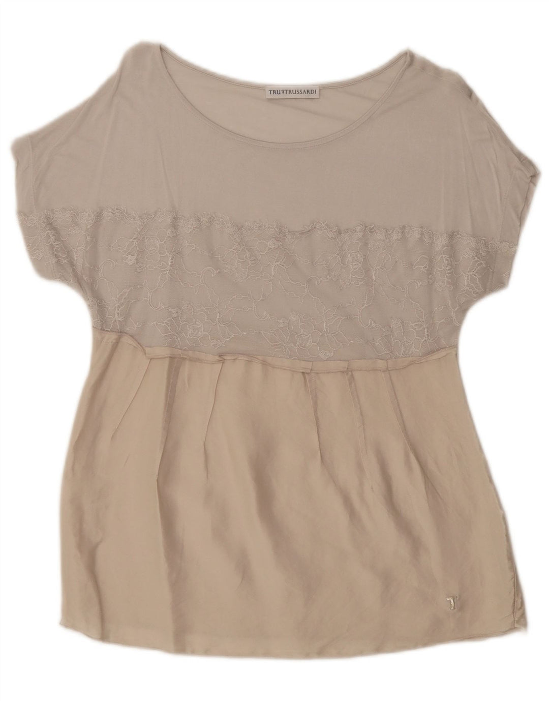 Trussardi Dame Bluse Top UK 14 Stor Beige