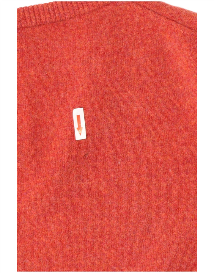 Vintage Dame V-hals sweater UK 12 Medium Pink Merino Uld