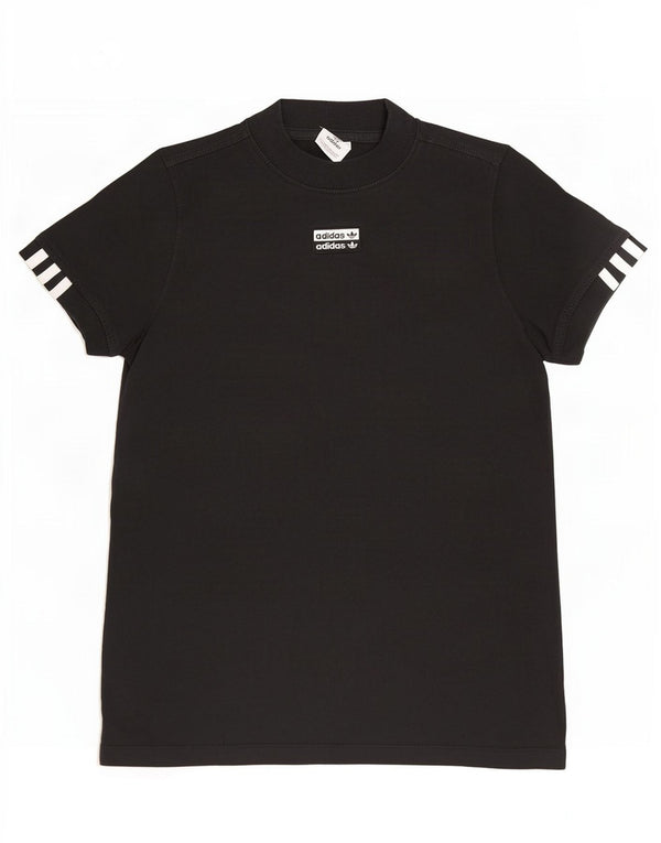 Adidas Dame Grafisk T-Shirt Top UK 10 Small Black Bomuld