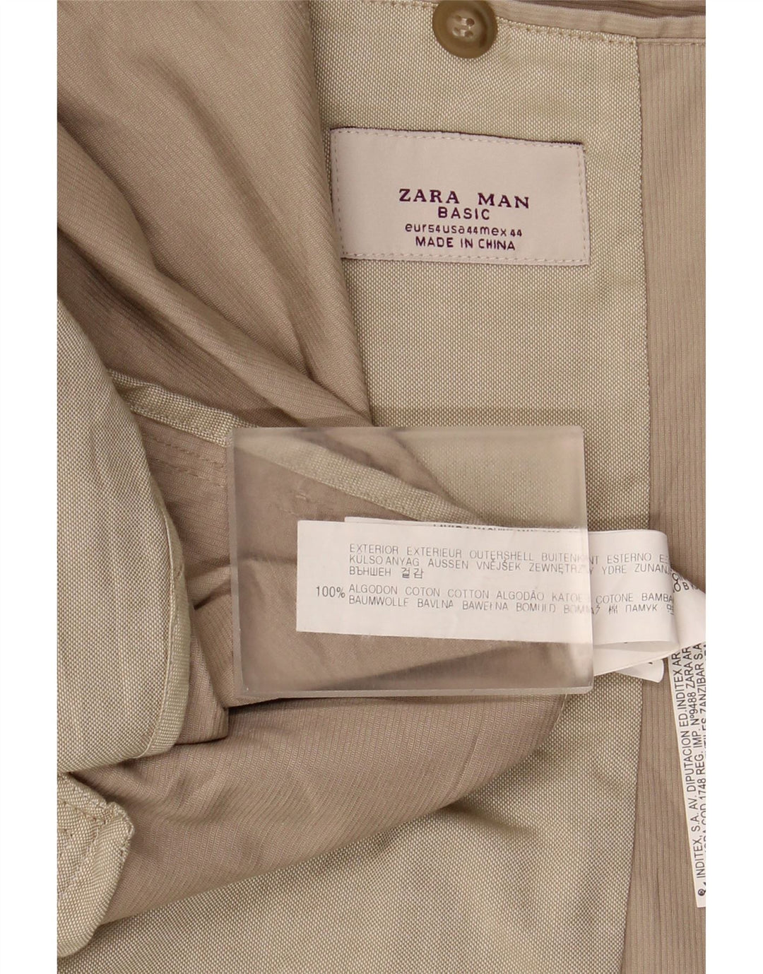 ZARA Herre 2-knaps blazerjakke EU 54 XL Beige Bomuld