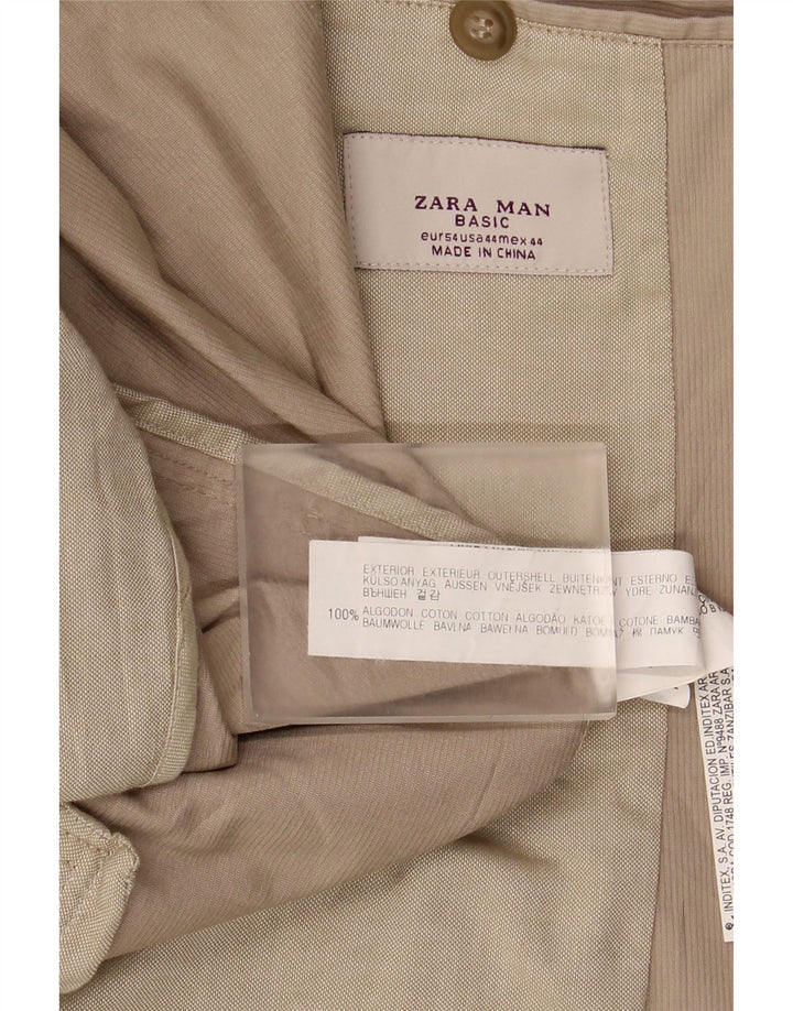 ZARA Herre 2-knaps blazerjakke EU 54 XL Beige Bomuld