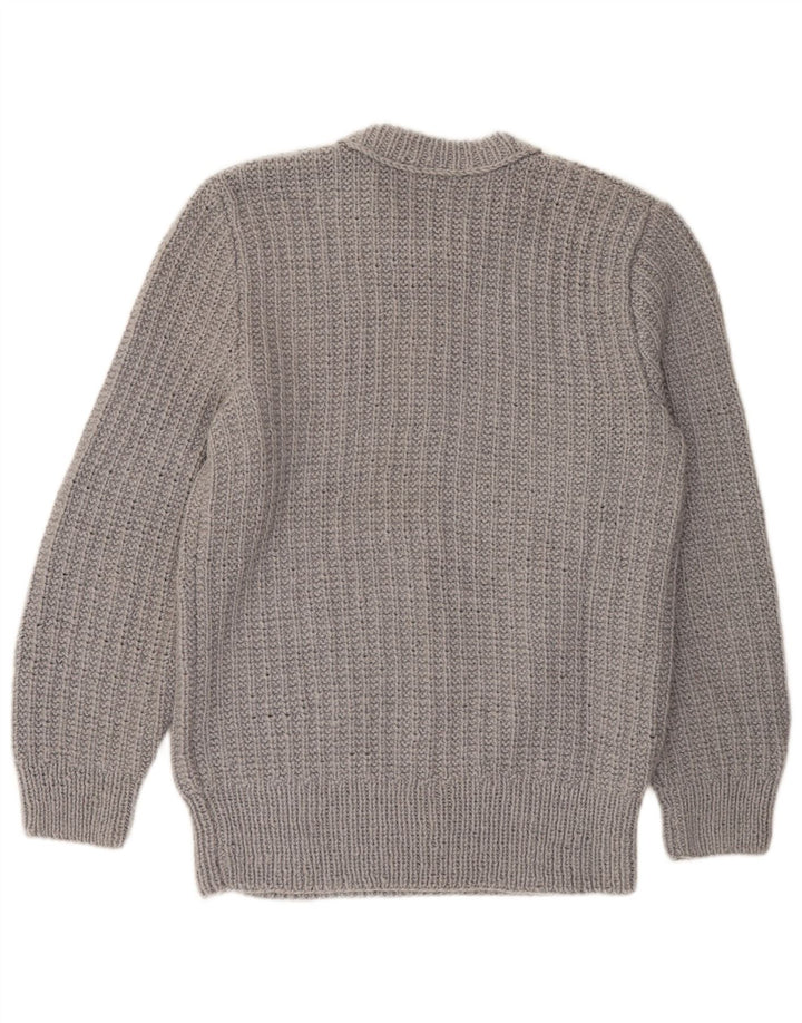 Vintage Herre Boat Neck Jumper Sweater Medium Grey