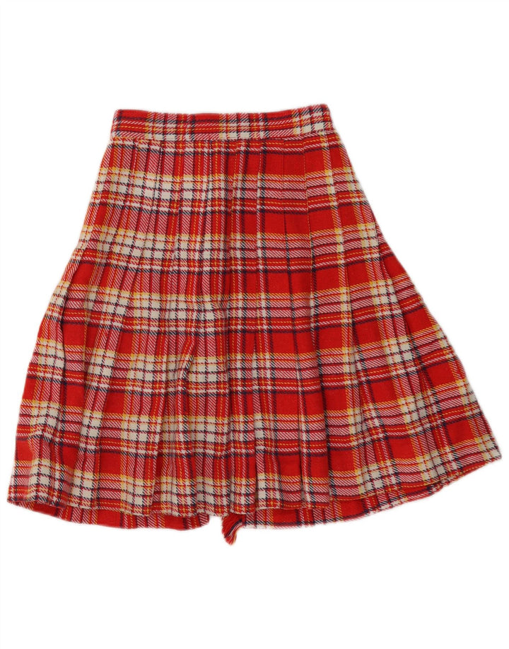 Vintage plisseret nederdel til kvinder W24 XS rød plaid