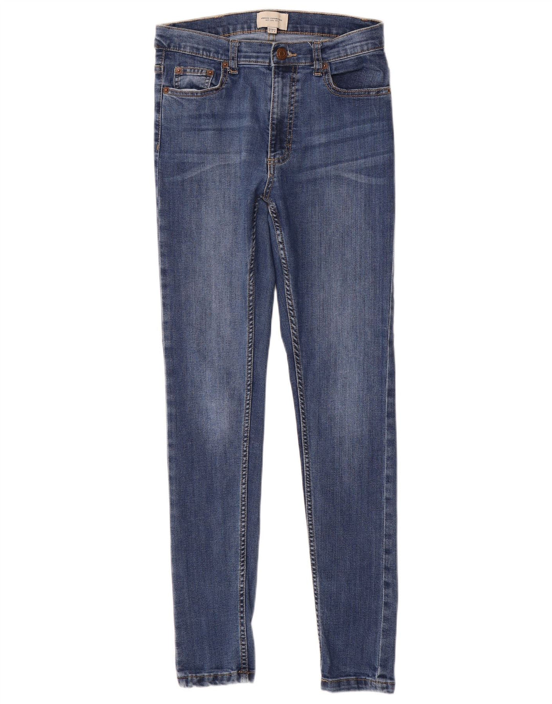 FRANSK FORBINDELSE Dame Skinny Jeans UK 10 Small W28 L29 Blå Bomuld