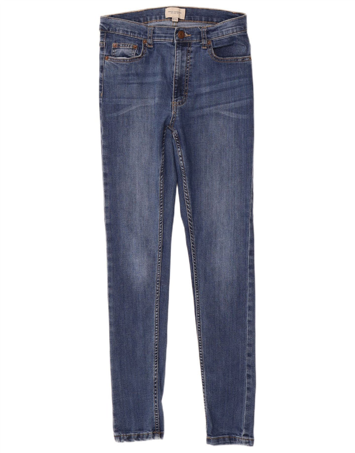 FRANSK FORBINDELSE Dame Skinny Jeans UK 10 Small W28 L29 Blå Bomuld