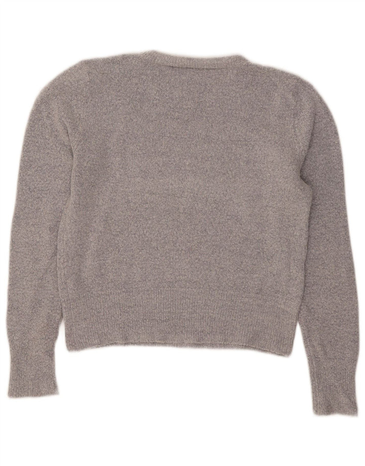 Oasis Womens Crop Crew Neck Jumper Sweater UK 12 Medium Grey Akryl
