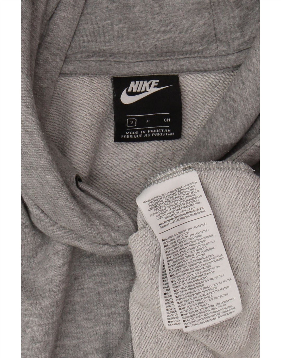 NIKE Womens Oversized Hoodie Jumper UK 10 Small Grey Cotton Vintage Nike and Second-Hand Nike from Messina Hembry 