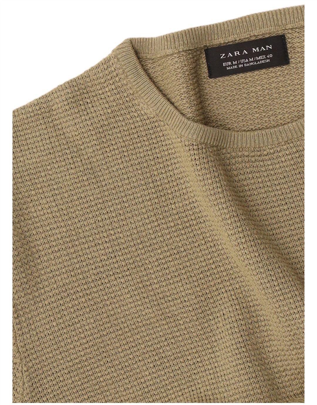 Zara Herre Jumper Sweater med rund hals Medium Khaki