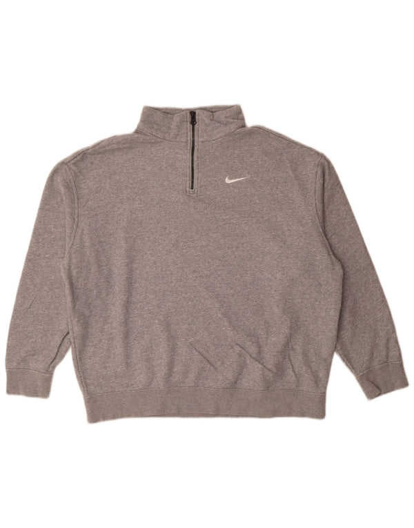 Nike Herre Loose Fit Zip Neck Sweatshirt Jumper XS Grå Flecked Bomuld