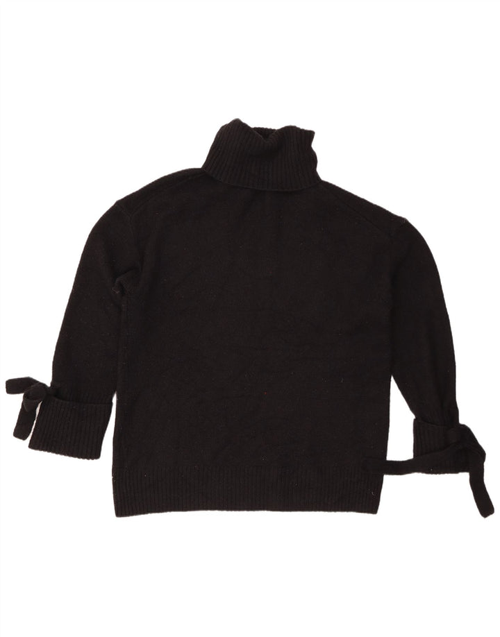 Zara Dame Oversized Roll Neck Jumper Sweater UK 14 Medium Sort Akryl