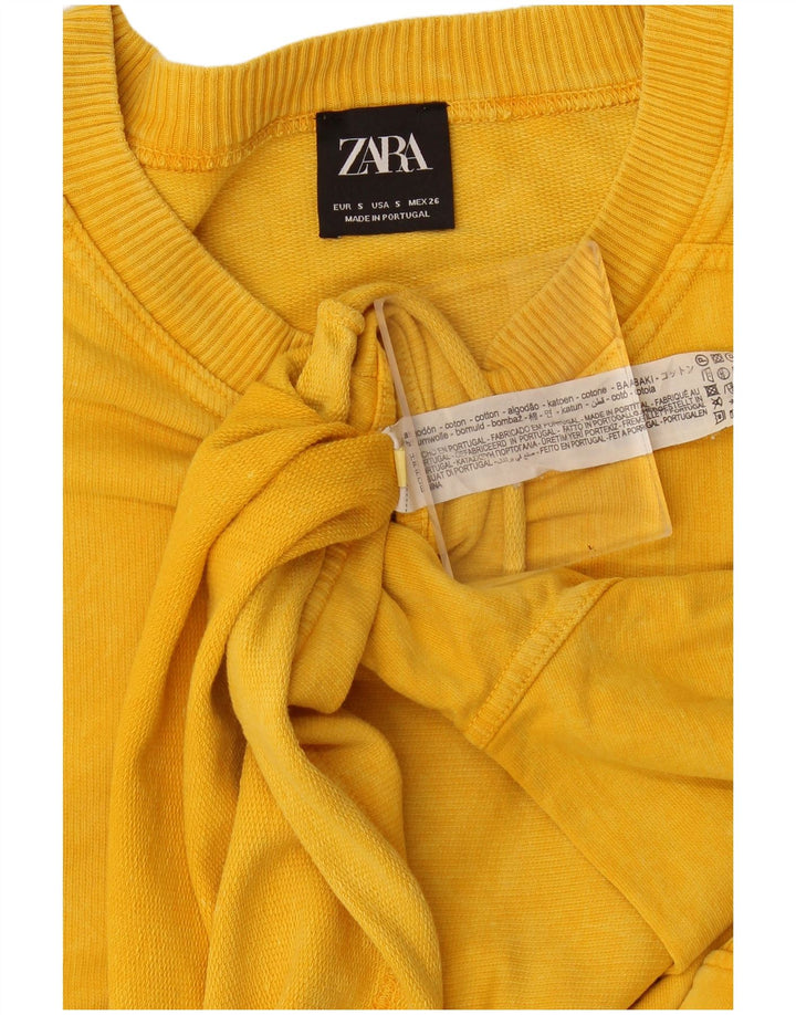 Zara Dame Oversized Sweatshirt Jumper UK 10 Lille Gul Bomuld