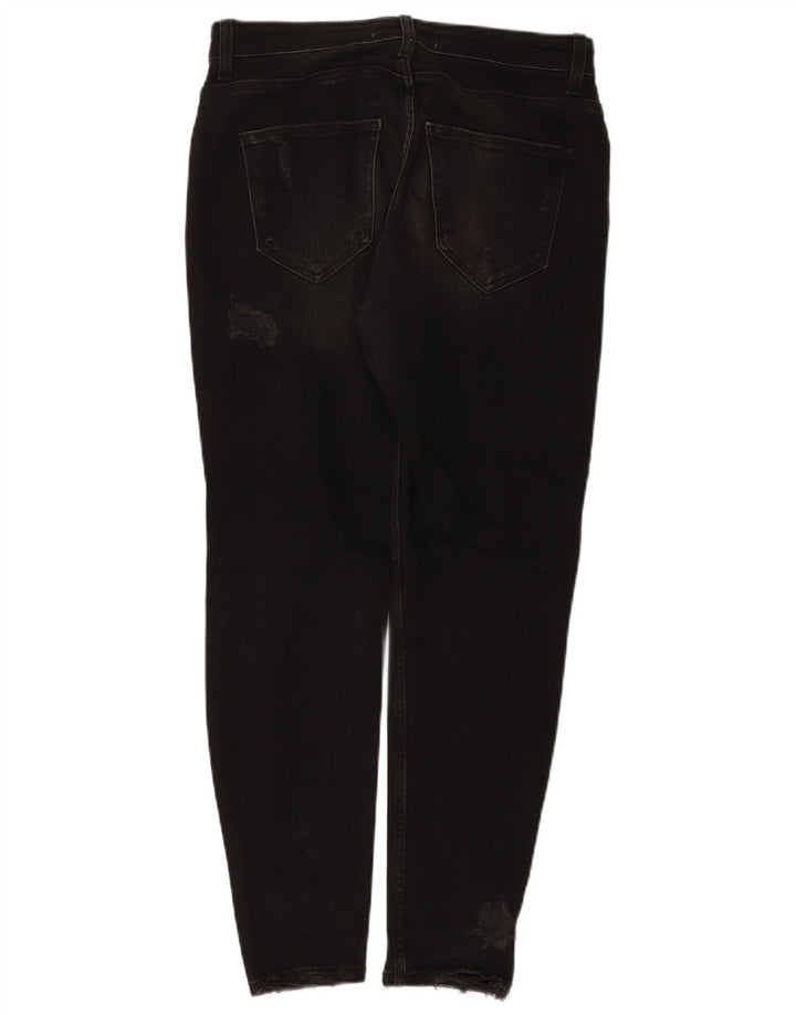 Zara Herre Distressed Slim Jeans EU 40 Medium W31 L28 Sort Bomuld