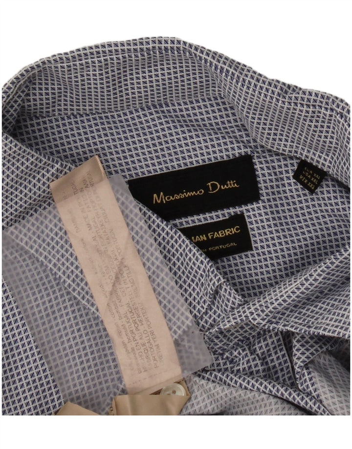 Massimo Dutti dameskjorte 2XL blå ternet bomuld