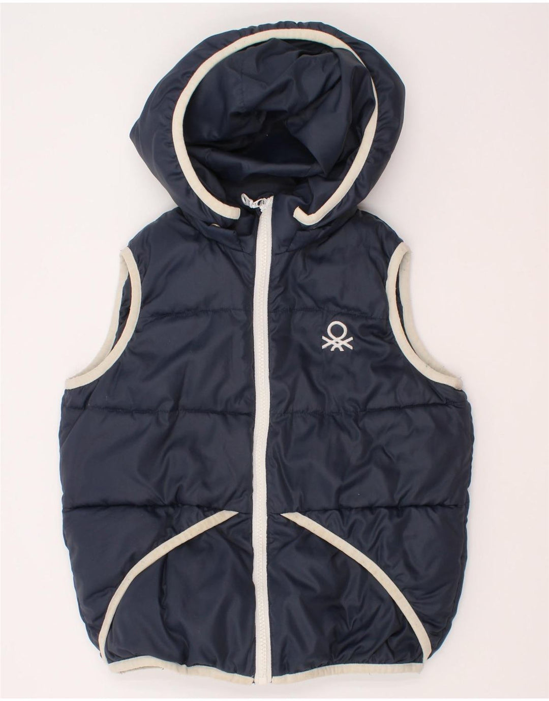 Benetton Boys Polstret Gilet med hætte 6-7 år, lille marineblå polyester
