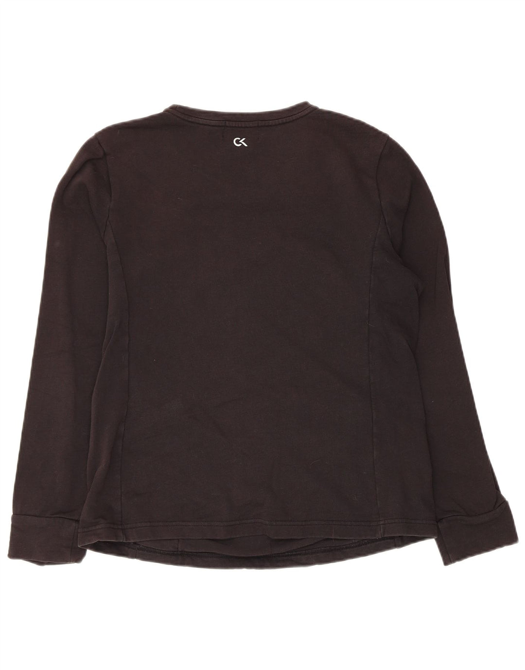 Calvin Klein Dame Top Langærmet UK 14 Stor Sort Bomuld