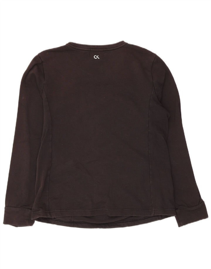 Calvin Klein Dame Top Langærmet UK 14 Stor Sort Bomuld
