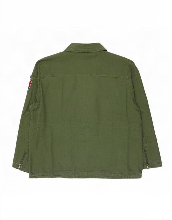 Vintage Herre Hooded Military Utility Jacket UK 48 4XL Grøn Bomuld