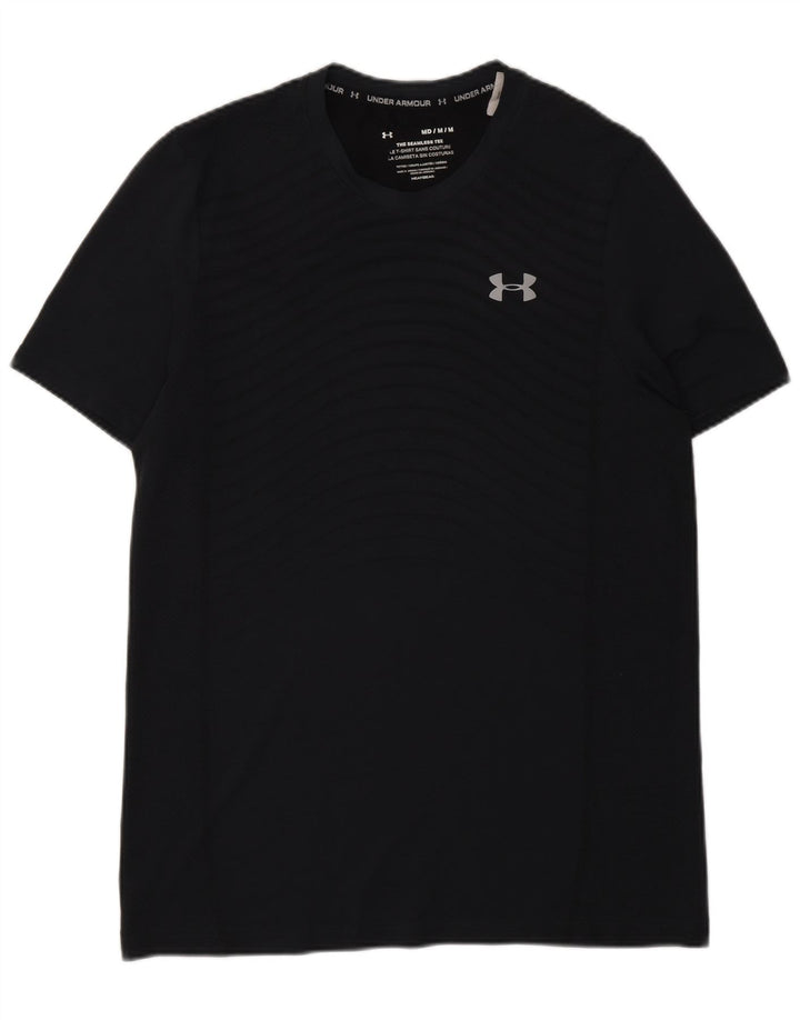 Under Armour Herre Heat Gear T-Shirt Top Medium Grå Stribet Polyester