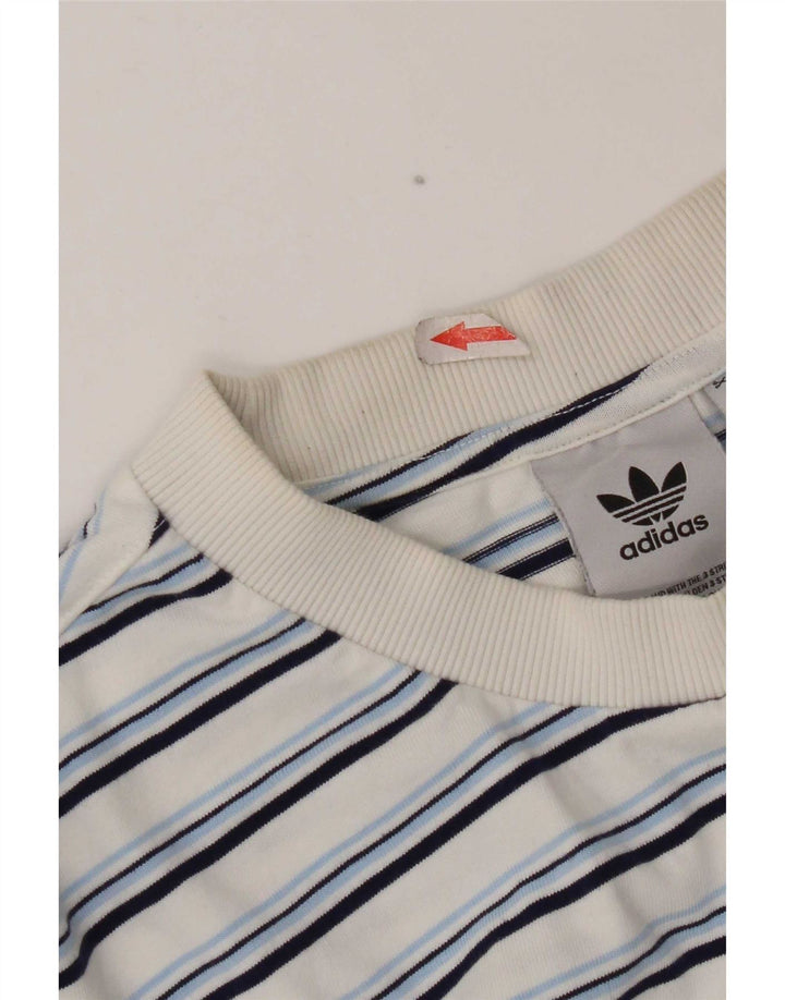 Adidas Herre T-Shirt Top XL Hvidstribet bomuld