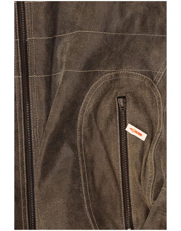 EXPLORER Herre læderjakke UK 40 Large Grey Colourblock Læder