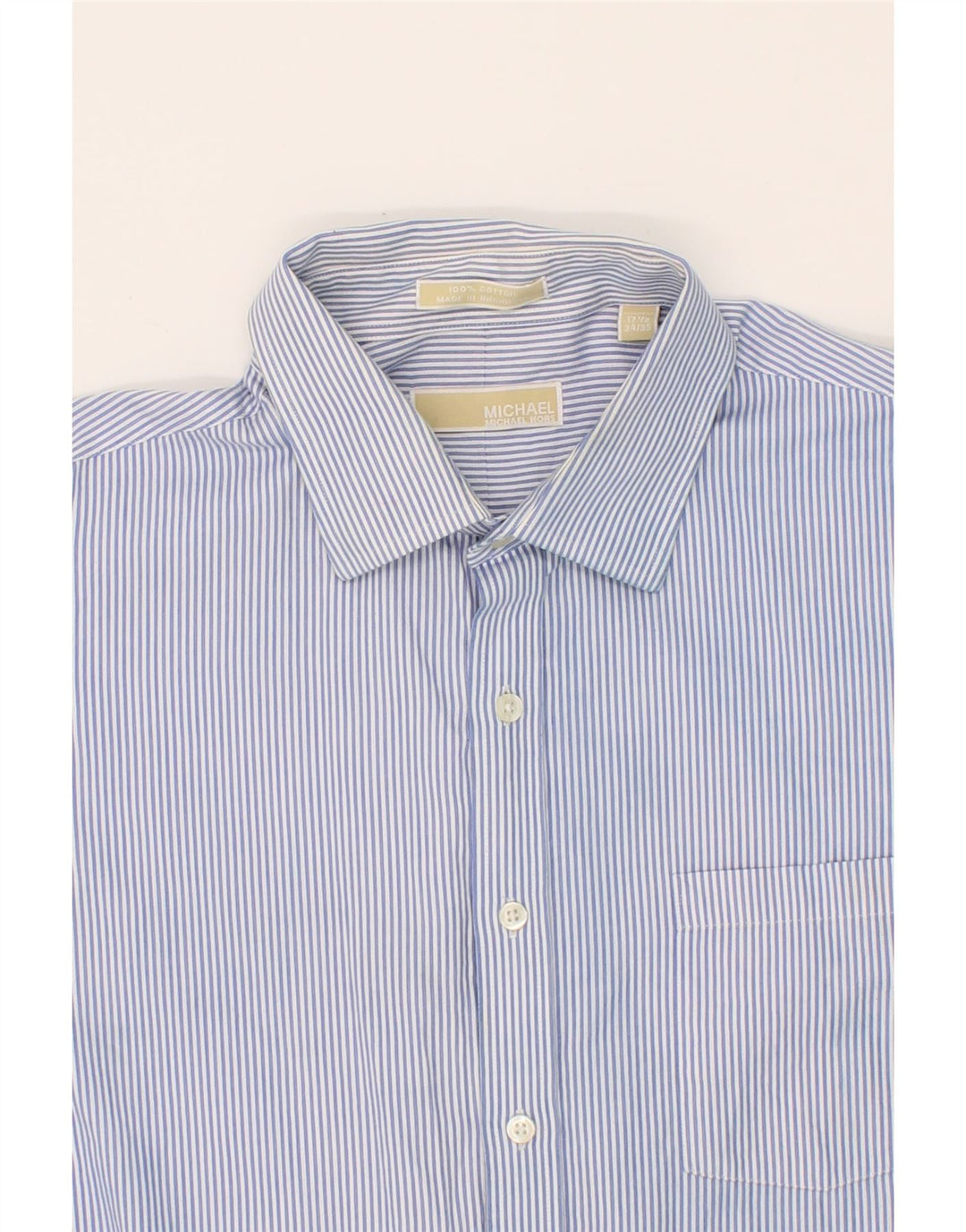 MICHAEL KORS Mens Shirt Size 17 1/2 XL Blue Striped Cotton Vintage Michael Kors and Second-Hand Michael Kors from Messina Hembry 