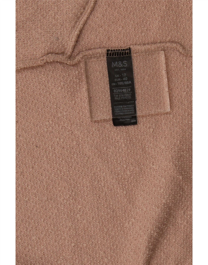 Marks & Spencer Dame Longline Åben Cardigan Sweater UK 12 Medium Pink