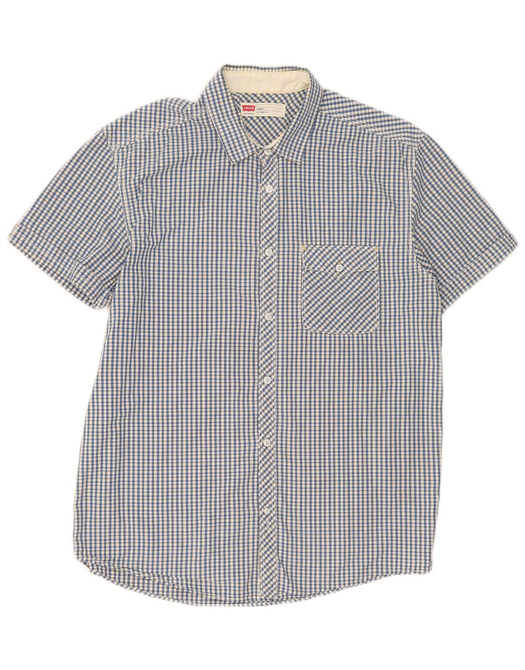 Levi's Kortærmet Herre-skjorte i standardpasform Stor blå Gingham-bomuld