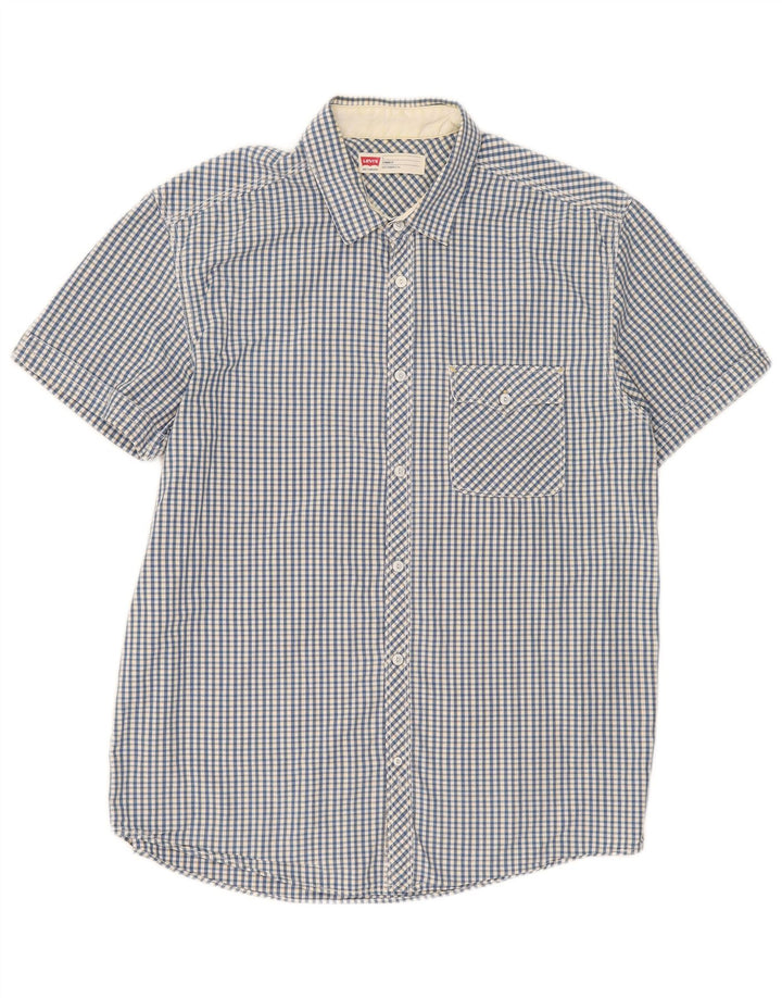 Levi's Kortærmet Herre-skjorte i standardpasform Stor blå Gingham-bomuld