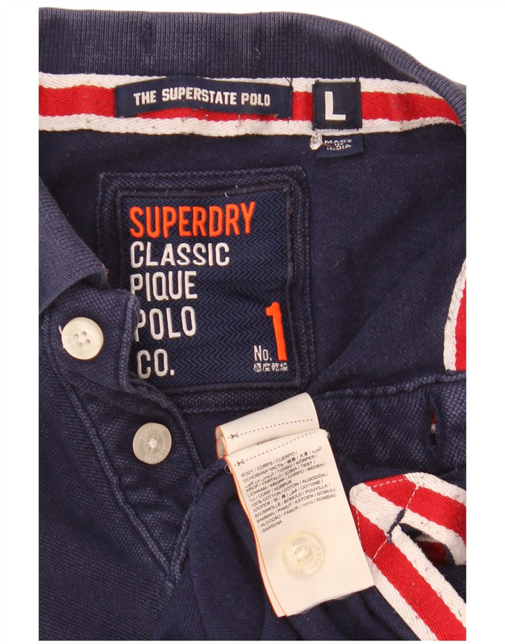 Superdry Grafisk poloshirt til mænd Stor marineblå bomuld