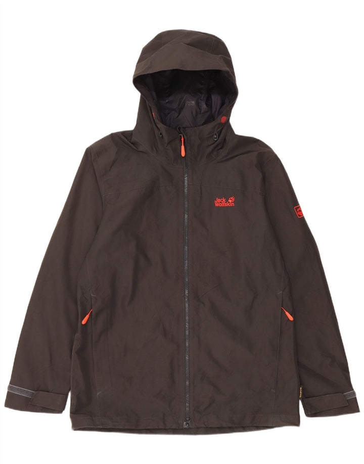 Jack Wolfskin Herre Hooded Windbreaker Jacket UK 40 Large Black Polyester