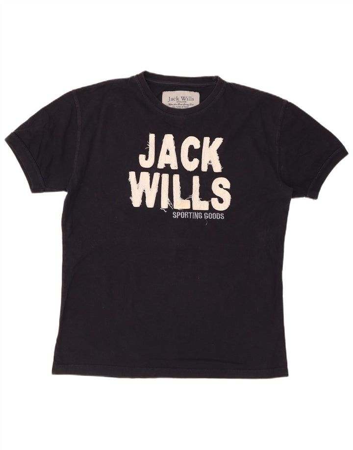 JACK WILLS Herre grafisk T-shirt Top Medium Sort Bomuld