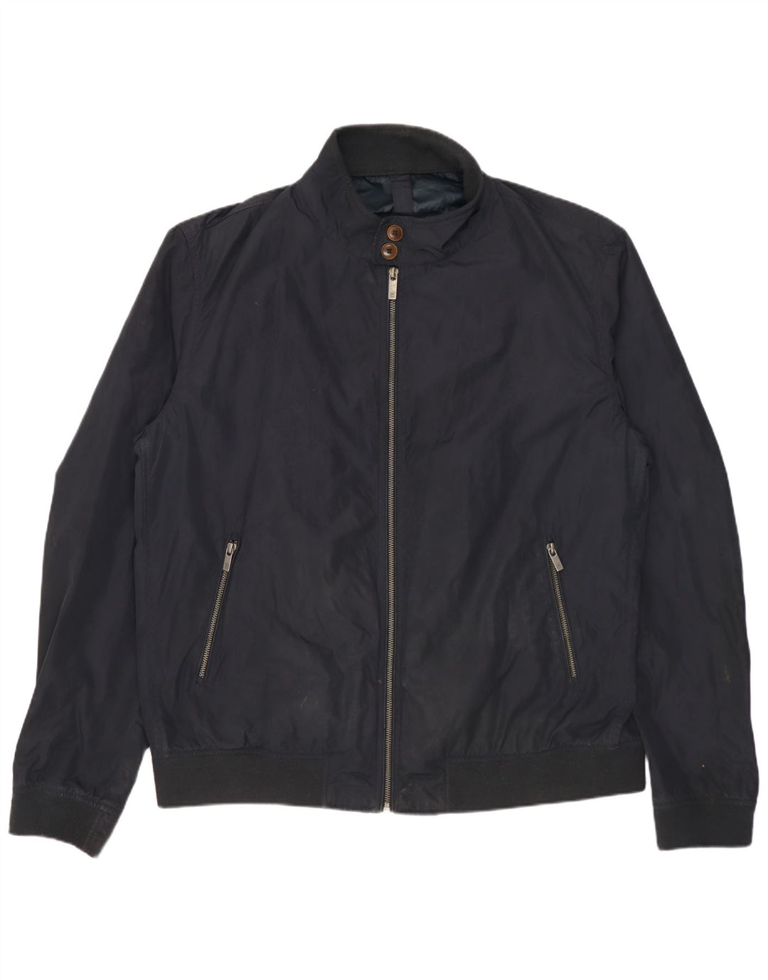 Massimo Dutti Herre Bomber Jacket UK 44 2XL Navy Blue Polyester