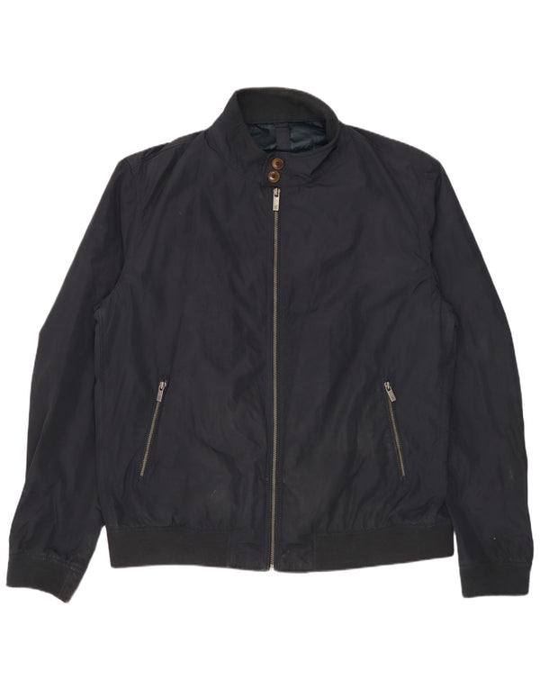 Massimo Dutti Herre Bomber Jacket UK 44 2XL Navy Blue Polyester
